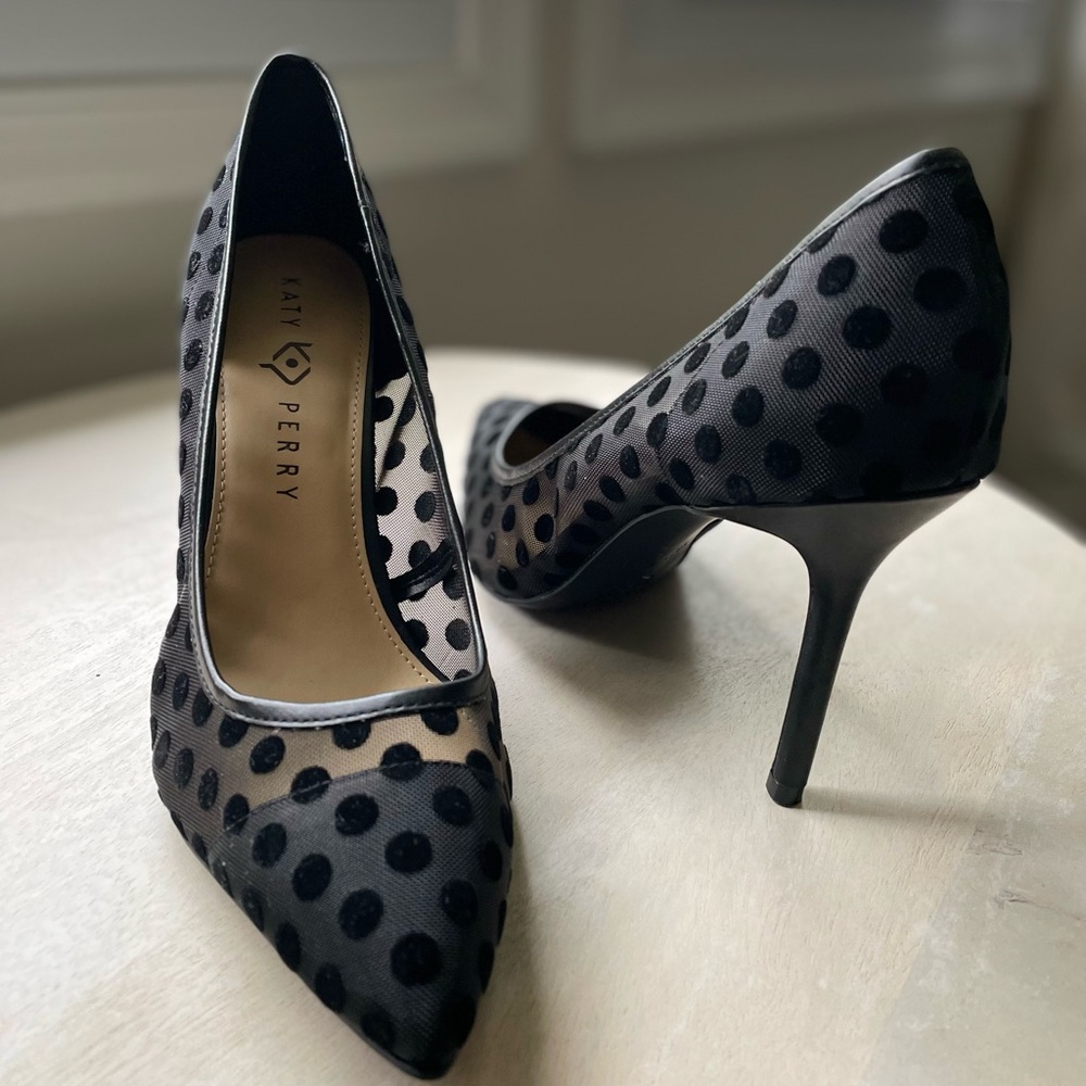 Katy Perry Collections black polka dot heels in a women’s 11.